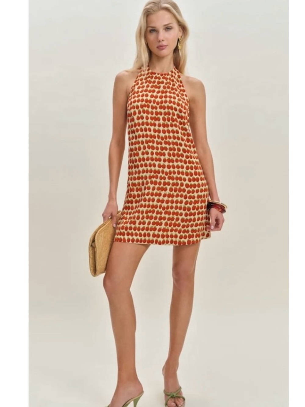 Reformation Avielle Halter Mini Dress 0 Tomato - Picture 16 of 16